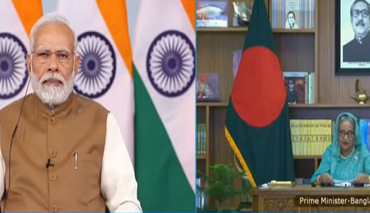 प्रधानमंत्री नरेन्द्र मोदी व बांग्लादेश की पीएम ने संयुक्त रूप से किया 3 परियोजना का उद्घाटन
