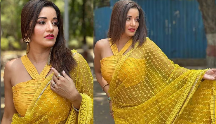 monalisa,monalisa sizzles in yellow saree,bhojpuri actress monalisa photos,monalisa latest photoshoot,monalisa husband name,monalisa boyfriend name