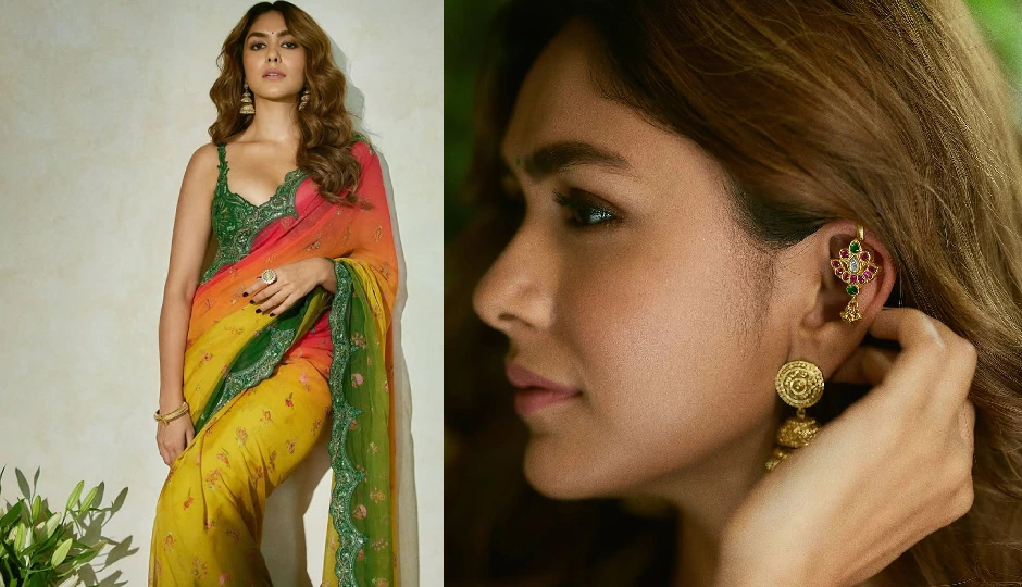 हरे-पीले रंग की साड़ी में गणपति पूजा के लिए सज-धजकर पहुंचीं मृणाल ठाकुर, लुक ने जीता दिल