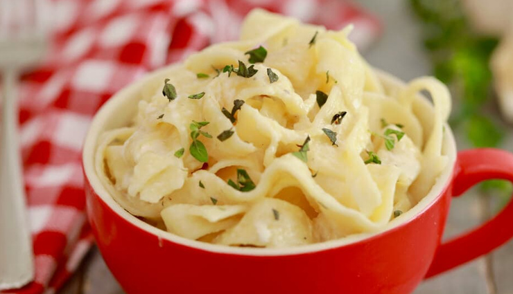 Recipe- Vegetarian Alfredo Cheesy Mustard Mug Pasta