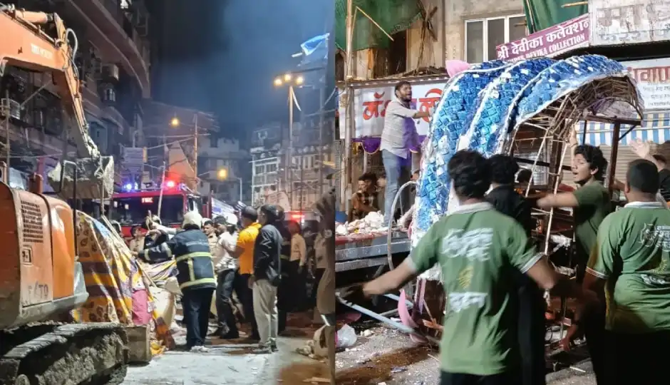 मुंबई में गणेश प्रतिमा गिरने से बड़ा हादसा, 2 लोगों की मौत और 5 घायल