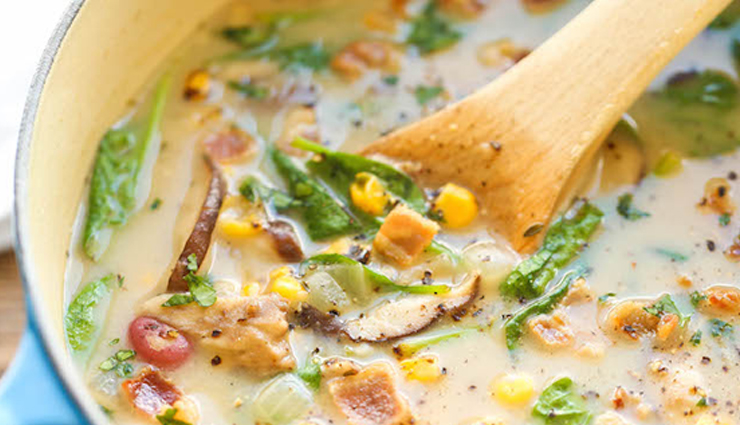 mushroom and sweet corn soup,mushroom corn soup recipe,corn and mushroom soup,winter special soup,hunger struck,food,easy recipes