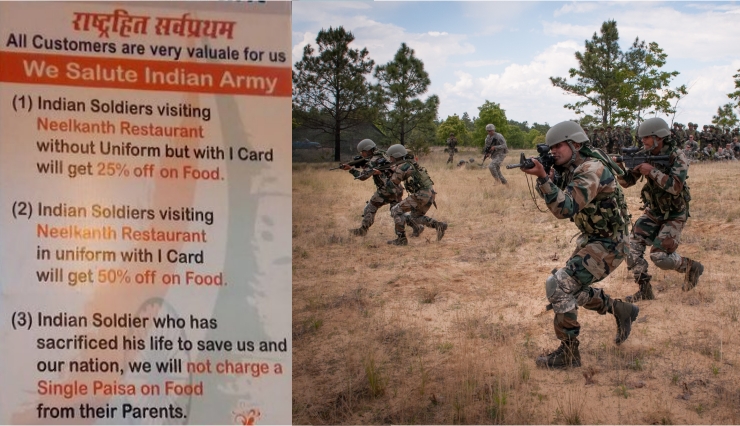 person who serve food in discount rate for soldiers,indian army force,restaurant where soldiers family get free food