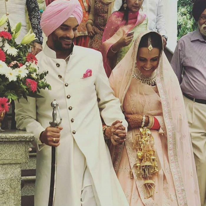 neha dhupia secretly ties knot with angad bedi,neha dhupia wedding pics,angad bedi,entertainment news