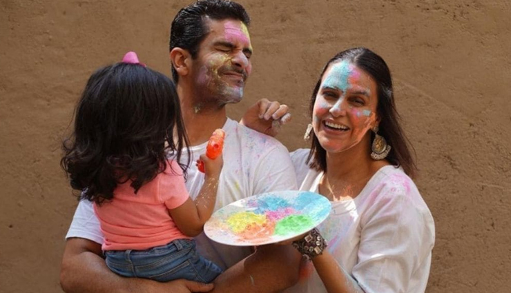 neha dhupia,neha dhupia  photos,neha dhupia viral photos,neha dhupia holi photos,neha dhupia holi celebration