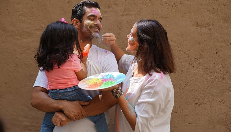 neha dhupia,neha dhupia  photos,neha dhupia viral photos,neha dhupia holi photos,neha dhupia holi celebration