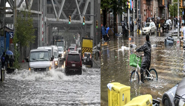 मूसलाधार बारिश के चलते न्यूयार्क में आई बाढ़, इमरजेंसी लागू, घरों में रहने का निर्देश
