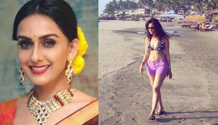 टीवी पर साड़ी में दिखने वाली इस सासू मां ने कराया बोल्ड फोटोशूट, पर्पल बिकिनी में आई नजर