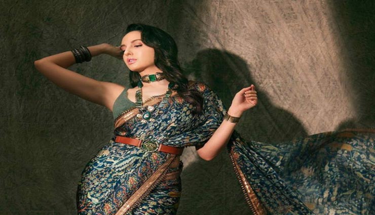 fashion tips,fashion tips in hindi,nora fatehi,celebrity fashion,nora fatehi in floral saree