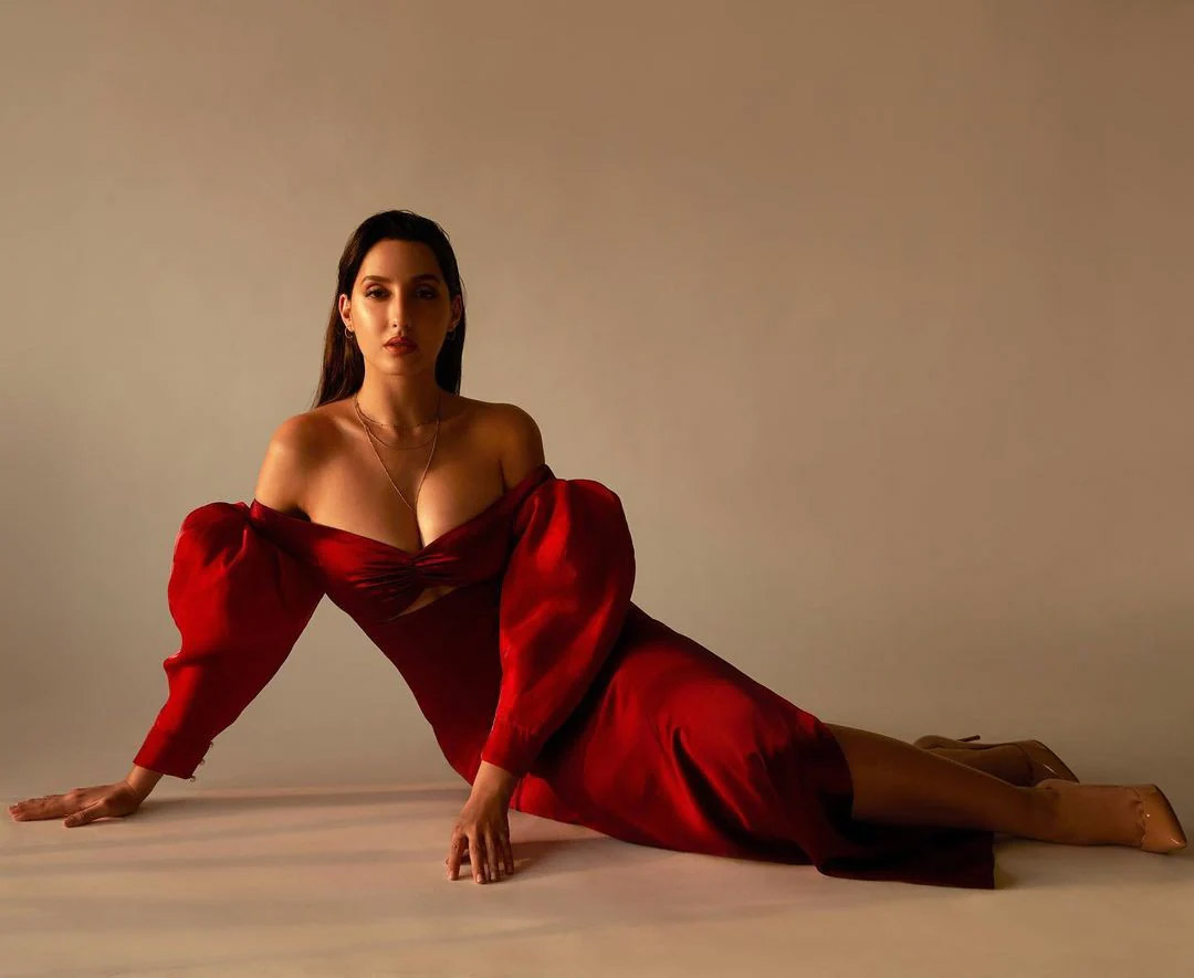 nora fatehi,nora fatehi red dress photo,nora fatehi bold photos,nora fatehi viral hot photos,nora fatehi sizling photos,nora fatehi news