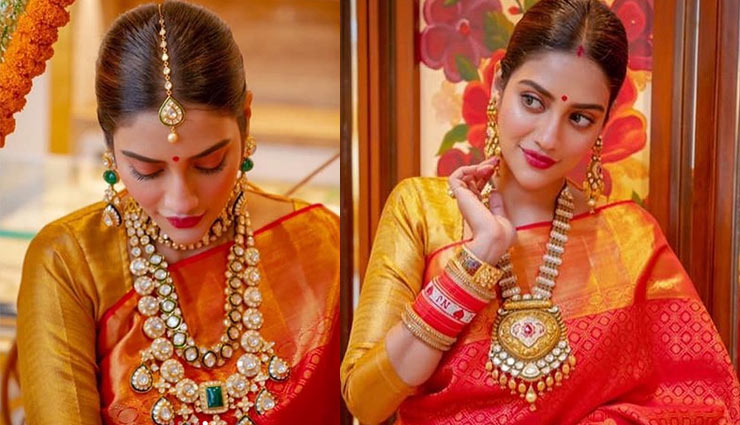 नई दुल्हन की तरह सजीं नुसरत जहां, शेयर की पहली हरियाली तीज की तस्वीरें