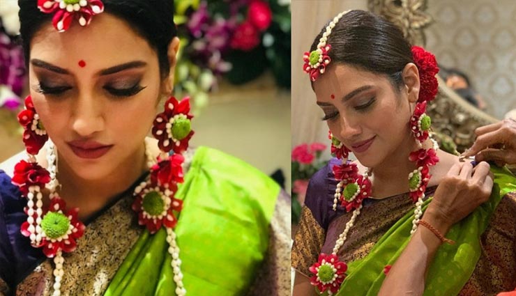 नुसरत जहां ने खुद को फूलों से सजाया, शेयर की फैमली फंक्शन की तस्वीरें