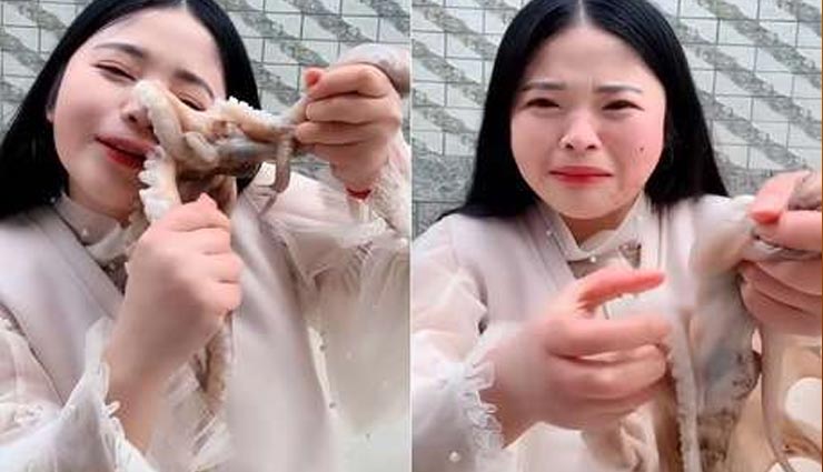 जिंदा ऑक्टोपस खाना भारी पड़ा इस महिला को, उल्टा पड़ गया दांव