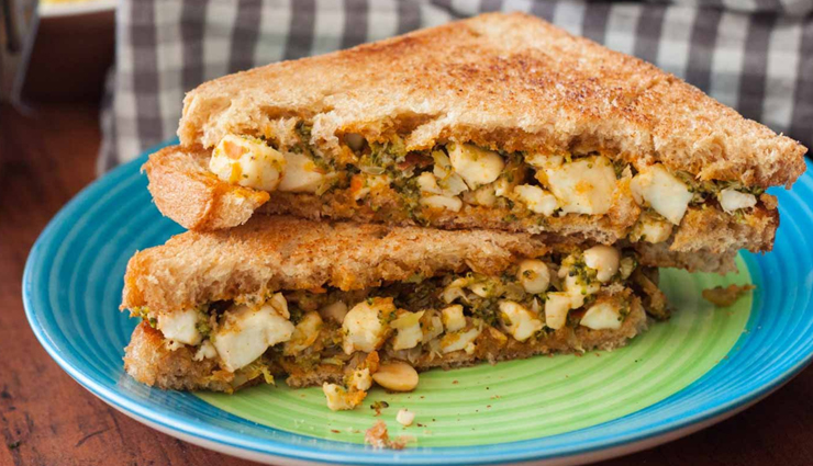 paneer bhurji sandwich,pnaeer sandwich,sandwich recipe,snacks recipe