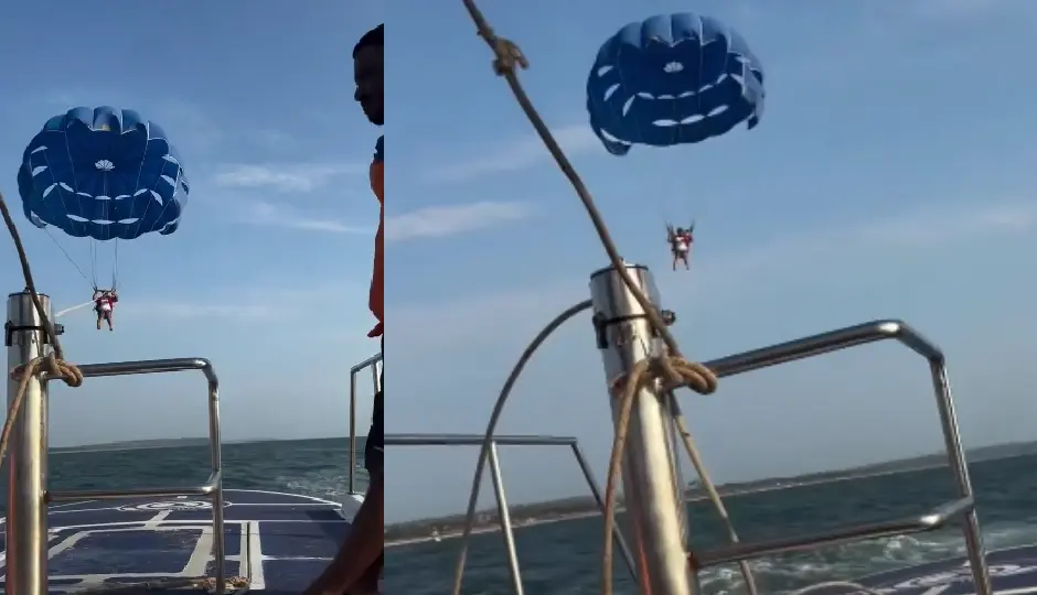 मौत के मुंह से लौटकर आया टूरिस्ट, बागा बीच पर पैरासेलिंग हादसा, सोशल मीडिया पर मचा हड़कंप