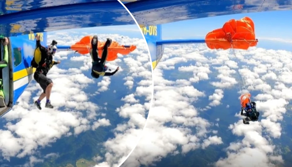 15000 फीट की ऊँचाई पर मौत से आमना-सामना! प्लेन से उलझा पैराशूट, विमान के नीचे लटकता रहा स्काईडाइवर; वीडियो ने मचाई सनसनी