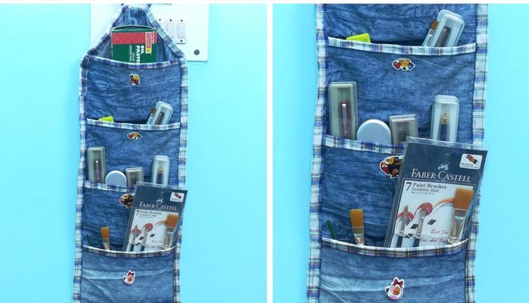 house decoration,old denims for house decoration,cushion covers,pen stands and shelves,bean bags and chairs,wall hangings,napkins and mats,household tips