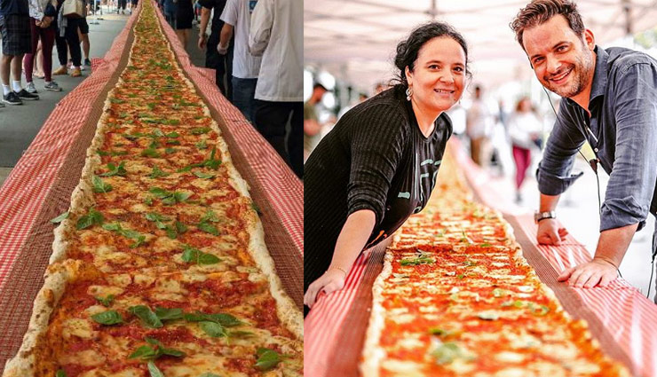 4 घंटे में तैयार किया 338 फीट लंबा और 90 किग्रा का पिज्जा, 3 हजार लोगों ने खाया
