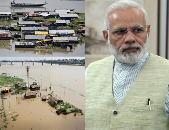 प्रधानमंत्री नरेंद्र मोदी बाढ़ की स्थिति की समीक्षा के लिए असम पहुंचे