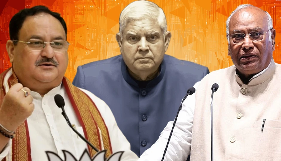 धनखड़ के इस्तीफे की वजहें: मल्लिकार्जुन खरगे को मंच, जेपी नड्डा को रोका — सरकार से बढ़ती दूरी की कहानी?
