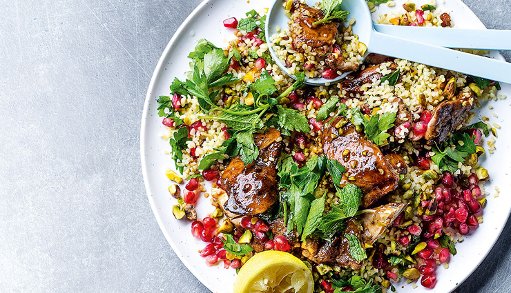 Recipe - Pomegranate Molasses Chicken with Bulgur Salad