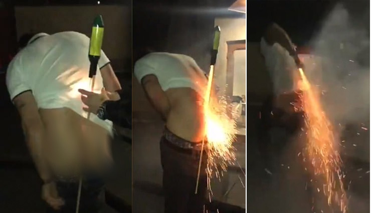 अपने प्राइवेट पार्ट में फंसाकर रॉकेट चला रहा था ये युवक, जला बदन, VIDEO हिला देगा आपको