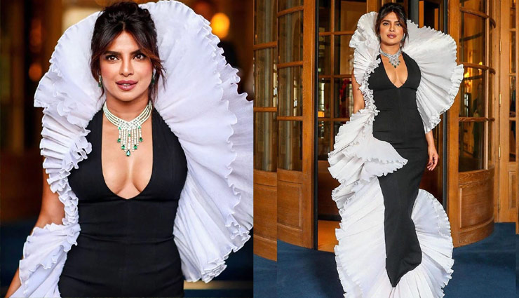 ब्लैड एंड ह्वाइट ड्रेस में सामने आया प्रियंका चोपड़ा का ग्लैमरस लुक, हर एक अदा कातिलाना; PHOTOS