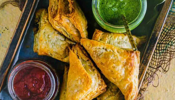 vegetable puff pastry samosa,hunger struck,food,easy recipe