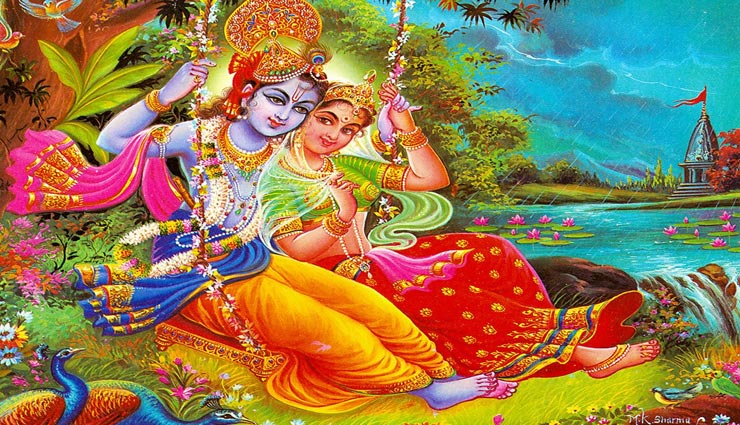 mythology,lord krishna,radha,krishna drank the water of radha feet