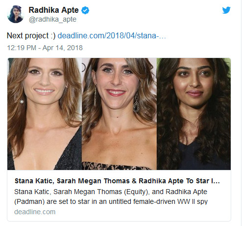 ww ii drama,radhika apte,stana katic,sarah megan thomas,hollywood,female driven movie,entertainment news