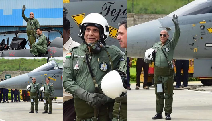 जी-सूट पहने हाथों में हेलमेट पकड़े और एविएटर चश्मे में लड़ाकू विमान के पायलट नजर आए राजनाथ सिंह, PICS