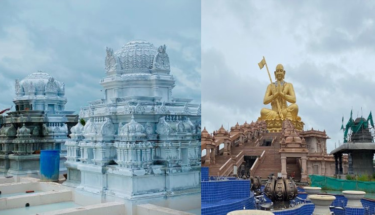 ramanujacharya temple,statue of equality,216 feet high statue recorded in guinness book,120 kg gold statue will be installed