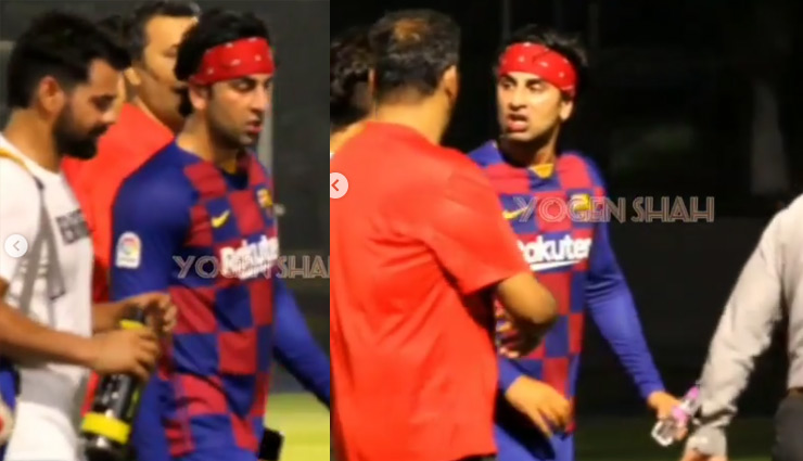 फुटबॉल मैच के दौरन हादसे का शिकार हुए रणबीर कपूर, होंठ पर आई चोट