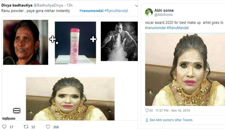 ranu mondal,ranu mondal makeup,ranu mondal viral makeup,ranu mondal weird makeup,social media,entertainment ,रानू मंडल