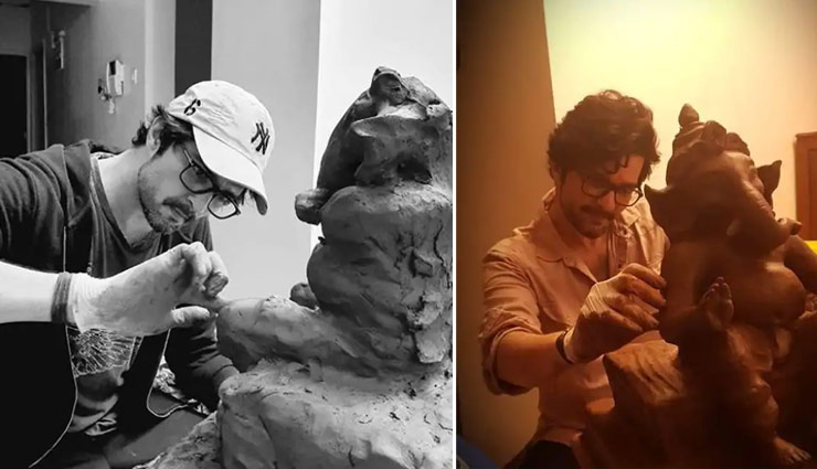 गणेश चतुर्थी 2019: टीवी एक्टर राकेश बापट ने अपने हाथों से बनाए ईको फ्रेंडली गणेश, तस्वीरें