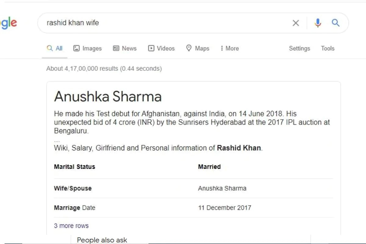 anushka sharma,afgan cricketer,rashid khan,rashi khan wife anushka sharma,google,google mistake,list of google mistakes,entertainment ,अनुष्का शर्मा
