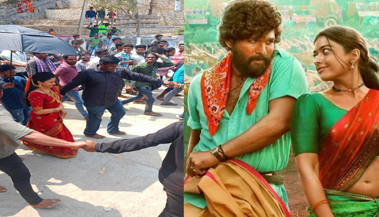 पुष्पा : द रूल के सेट से लीक हुआ वीडियो, लाल साड़ी पहने गहनों से लदी नजर आई रश्मिका मंदाना