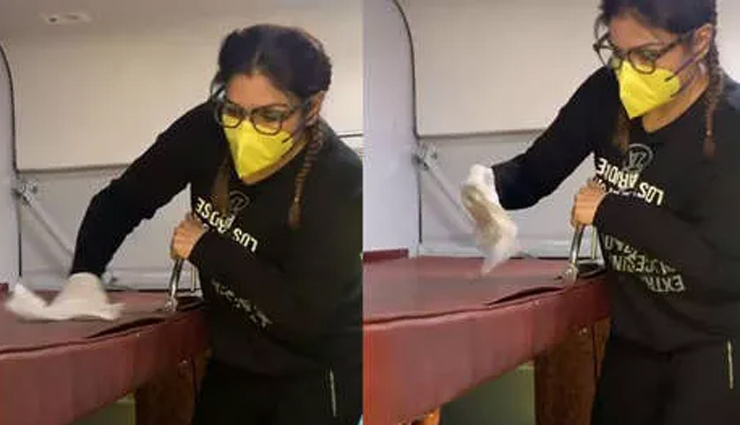 मास्क पहनकर इस एक्ट्रेस ने साफ की ट्रेन, वीडियो शेयर कर कही ये बात
