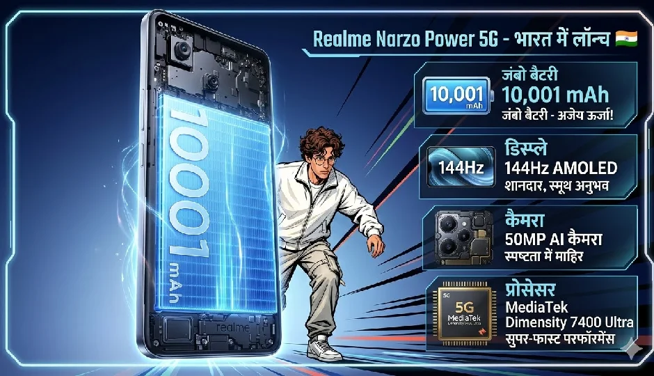 Realme ने भारत में पेश किया 10,001mAh बैटरी वाला दमदार स्मार्टफोन, जानिए कीमत और फीचर्स