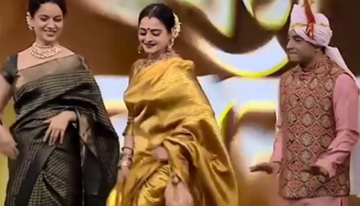 VIDEO- Rekha recreates her iconic thumkas in Marathi song “Kutha kutha jayacha honeymoon la”