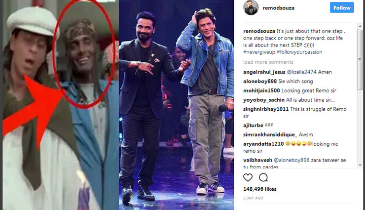 Shah Rukh Khan,jab harry met sejal,remo dsouza,remo dsouza shared one step back and forward pic of him with srk,dance plus 3