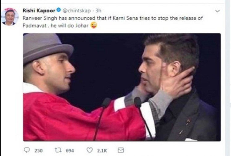 bollywood,rishi kapoor,ranveer singh,karan johar,sanjay leela bhansali,padmaavat,deepika padukone,padmavati,gossips,entertainment