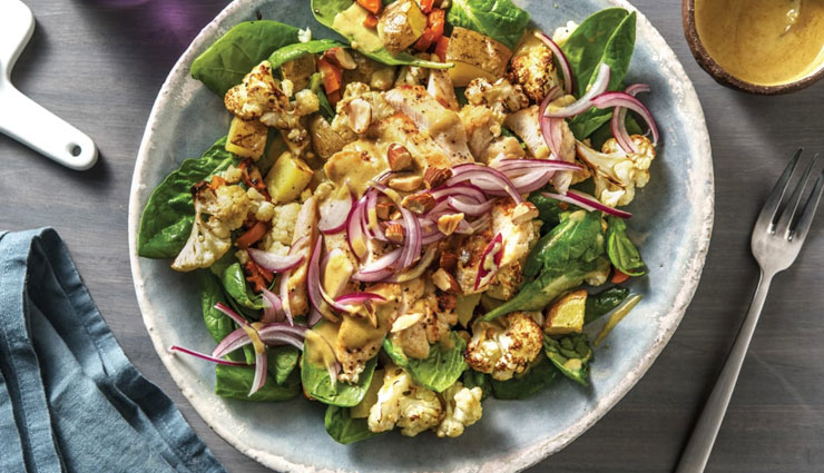 salad recipe,roasted cauliflower and spinach salad,recipe,cauliflower recipe