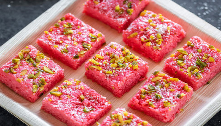 coconut rose kalakand,coconut rose kalakand recipe,hunger struck,easy recipe,food,dessert recipe