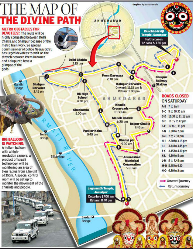 rath yatra 2018,141st rath yatra,rath yatra route map