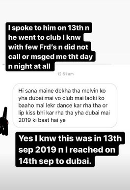 sana khan shares screenshots of personal texts,melvin louis,melvin louis cryptic post,entertainment news