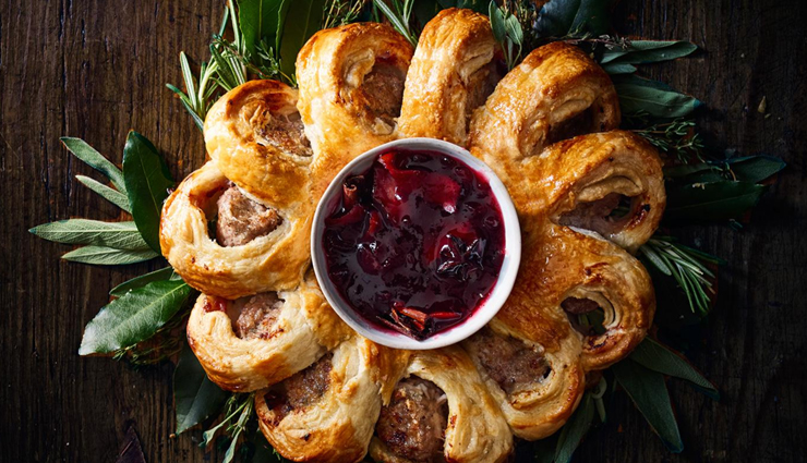 Recipe- Spicy and Delicious Festive Indian Sausage Roll Ring