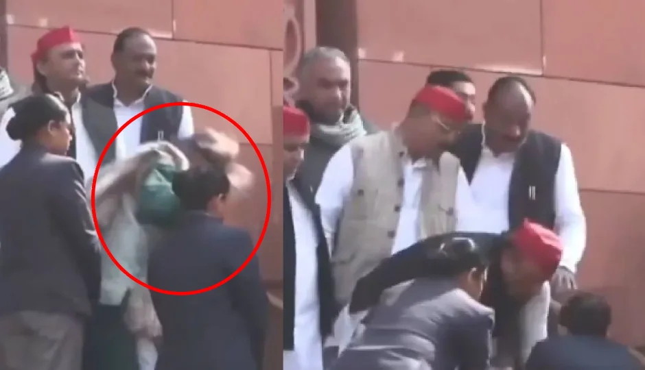 Video: संसद की सीढ़ियों पर फिसले शशि थरूर, अखिलेश यादव ने थामा हाथ; कांग्रेस सांसद ने कहा- Thanks