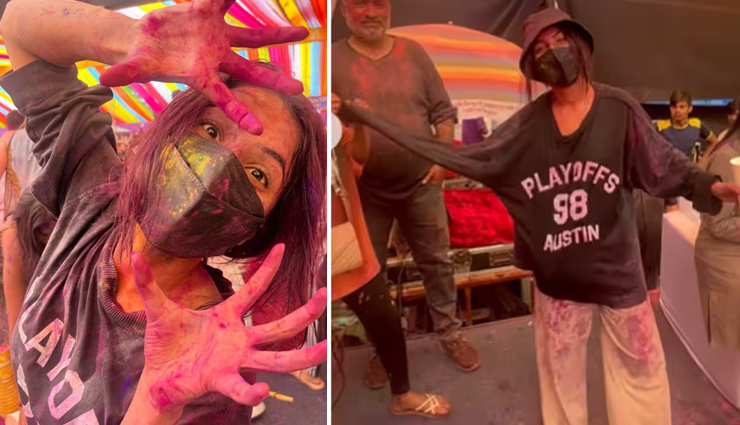 shehnaaz gill,shehnaaz gill photos,shehnaaz gill holi celebration photos,shehnaaz gill holi celebration 2023,holi 2023