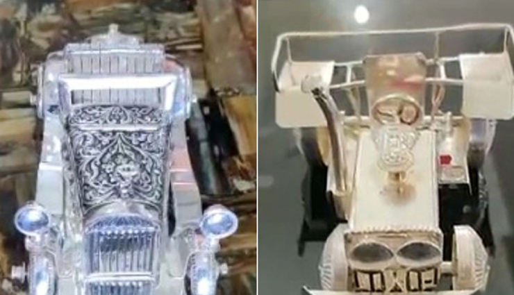 भक्तों ने सांवरिया सेठ को चढ़ाई एक किलो चांदी की मर्सिडीज और 250 ग्राम का ट्रैक्टर